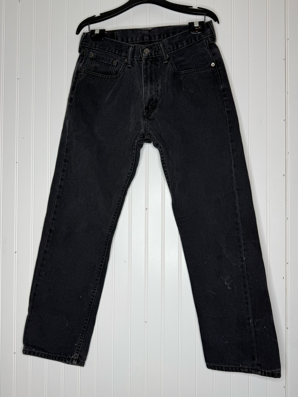 Levis 505 Faded Black Bleach Retro Bleached Straight Leg Jeans Size 32x30